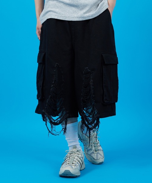 improves(インプローブス)の「クラッシュカーゴショーツ(その他パンツ・メンズ・ブラック/グレー・MEDIUM/LARGE)」の1枚目の写真