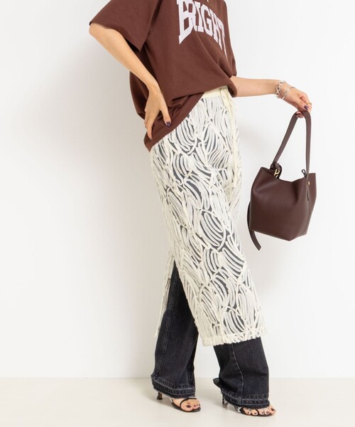 Rie Miller（リエミラー）の「《セットアップ対応》チュール刺繍タイトスカート（スカート・レディース・グレー/キナリ・38）」の21枚目の写真