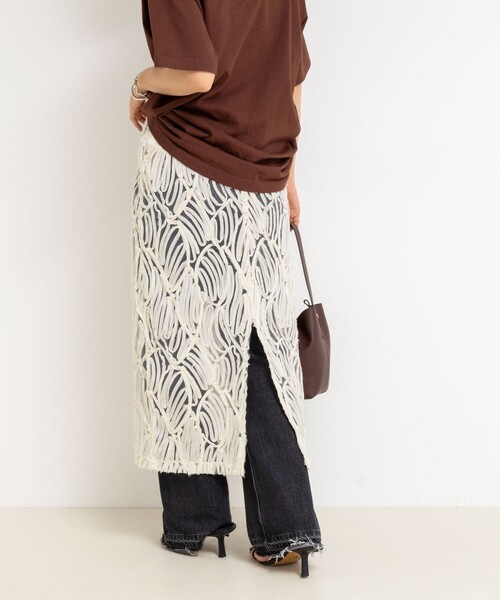 Rie Miller（リエミラー）の「《セットアップ対応》チュール刺繍タイトスカート（スカート・レディース・グレー/キナリ・38）」の13枚目の写真