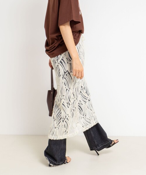 Rie Miller（リエミラー）の「《セットアップ対応》チュール刺繍タイトスカート（スカート・レディース・グレー/キナリ・38）」の15枚目の写真