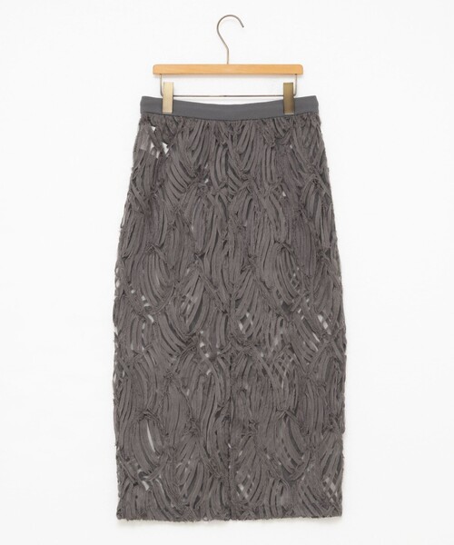 Rie Miller（リエミラー）の「《セットアップ対応》チュール刺繍タイトスカート（スカート・レディース・グレー/キナリ・38）」の8枚目の写真
