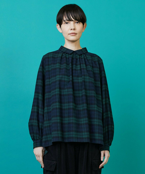 FRAPBOIS（フラボア）の「ビエラチェック ブラウス（シャツ/ブラウス・レディース・グリーン/レッド・1）」の2枚目の写真