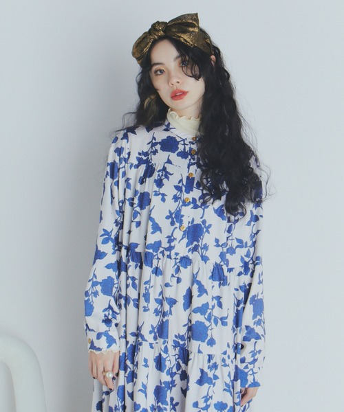 サイズ展開あり)イングリッシュローズ ティアードワンピース