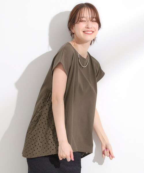 SHOO・LA・RUE(シューラルー)の「【S-LL/体型カバー】インせずサマ見え レースドッキングトップス(Tシャツ/カットソー・レディース・グリーン系/ネイビー/ブラウン系その他・01/02/03/04)」の17枚目の写真