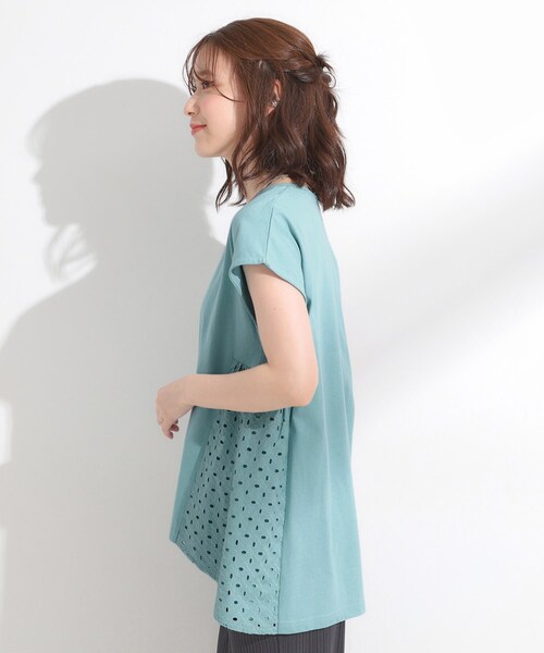 SHOO・LA・RUE(シューラルー)の「【S-LL/体型カバー】インせずサマ見え レースドッキングトップス(Tシャツ/カットソー・レディース・グリーン系/ネイビー/ブラウン系その他・01/02/03/04)」の7枚目の写真