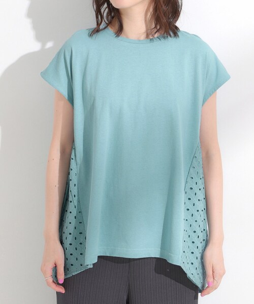 SHOO・LA・RUE(シューラルー)の「【S-LL/体型カバー】インせずサマ見え レースドッキングトップス(Tシャツ/カットソー・レディース・グリーン系/ネイビー/ブラウン系その他・01/02/03/04)」の10枚目の写真