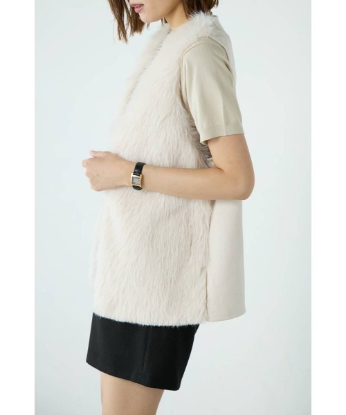 M.deux（エムドゥ）の「ライトエコファーベスト（ベスト・レディース・ライトベージュ・MEDIUM）」の2枚目の写真