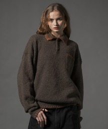 CIVVY.(VB\)Stiched Knit Polo Top - Xeb`jbg|gbvX -(jbg/Z[^[)