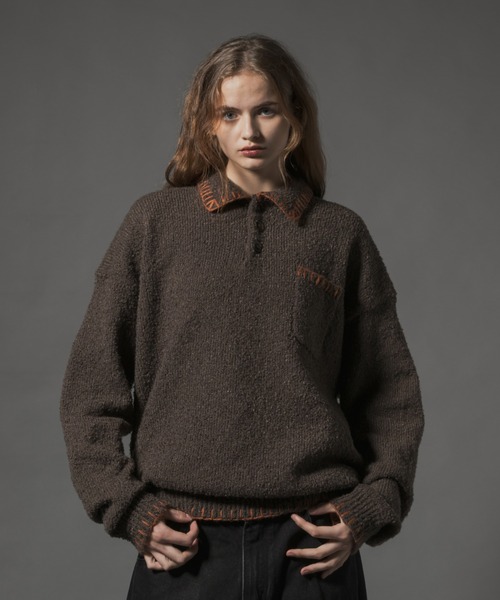 CIVVY.（シヴィ―）の「Stiched Knit Polo Top - ステッチニットポロ