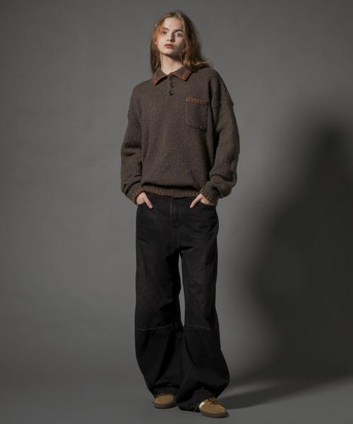 ［CIVVY.］Stiched Knit Polo Top CIVVY.（シヴィ―）の「Stiched Knit Polo Top - ステッチニットポロ