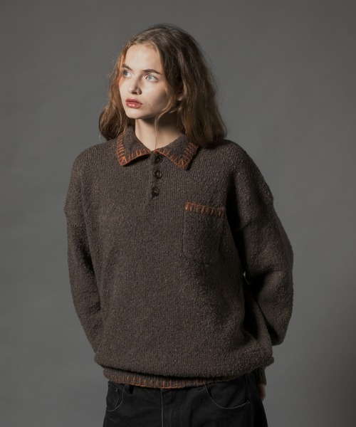 CIVVY.（シヴィ―）の「Stiched Knit Polo Top - ステッチニットポロ