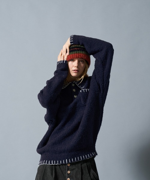 CIVVY.（シヴィ―）の「Stiched Knit Polo Top - ステッチニットポロ