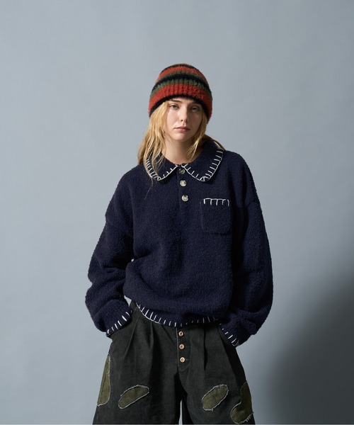 CIVVY. ステッチニットポロトップス CIVVY.（シヴィ―）の「Stiched Knit Polo Top - ステッチニットポロ