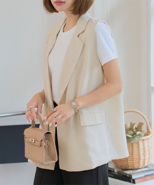 KOBE LETTUCE（コウベレタス）の「エアリーテーラードジレ（ベスト・レディース・グレー/アイボリー/ブラック・M）」の4枚目の写真