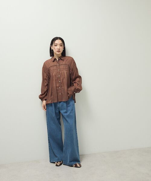 ELENCARE DUE（エレンカーレデュエ）の「・ELENCARE DUE シアーシャーリングシャツ（シャツ/ブラウス・レディース・ブラウン/グレイッシュベージュ/ブラック/オフホワイト・FREE）」の11枚目の写真