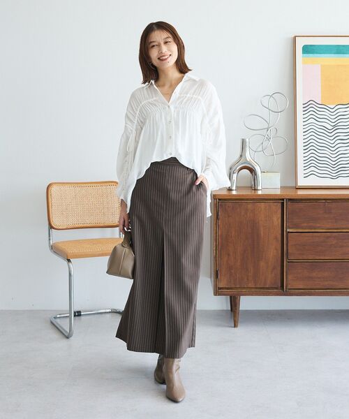 ELENCARE DUE（エレンカーレデュエ）の「・ELENCARE DUE シアーシャーリングシャツ（シャツ/ブラウス・レディース・ブラウン/グレイッシュベージュ/ブラック/オフホワイト・FREE）」の18枚目の写真