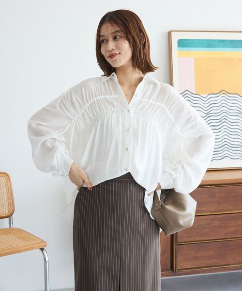 ELENCARE DUE（エレンカーレデュエ）の「・ELENCARE DUE シアーシャーリングシャツ（シャツ/ブラウス・レディース・ブラウン/グレイッシュベージュ/ブラック/オフホワイト・FREE）」の20枚目の写真