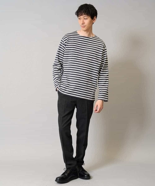 a.v.v(アーヴェヴェ)の「【綿100%】ボーダーワイドシルエットカットソー 長袖 ロンT(Tシャツ/カットソー・メンズ・ホワイト/チャコールグレー・48/46)」の11枚目の写真