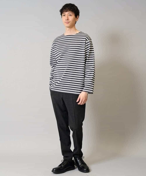 a.v.v(アーヴェヴェ)の「【綿100%】ボーダーワイドシルエットカットソー 長袖 ロンT(Tシャツ/カットソー・メンズ・ホワイト/チャコールグレー・48/46)」の12枚目の写真