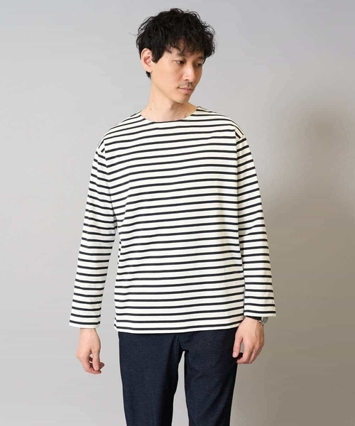 a.v.v(アーヴェヴェ)の「【綿100%】ボーダーワイドシルエットカットソー 長袖 ロンT(Tシャツ/カットソー・メンズ・ホワイト/チャコールグレー・48/46)」の17枚目の写真