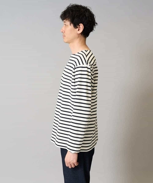 a.v.v(アーヴェヴェ)の「【綿100%】ボーダーワイドシルエットカットソー 長袖 ロンT(Tシャツ/カットソー・メンズ・ホワイト/チャコールグレー・48/46)」の18枚目の写真