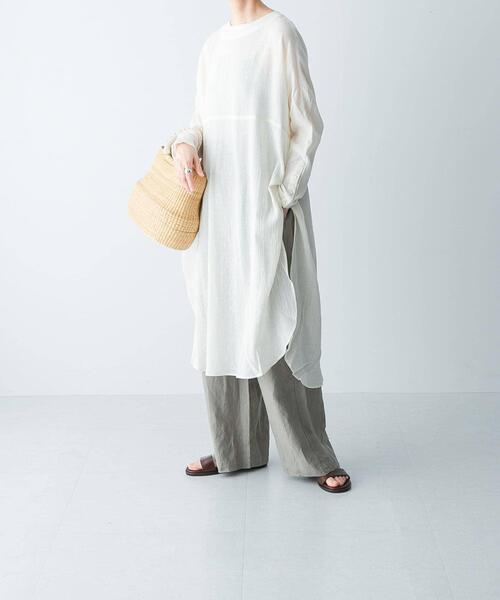 かぐれ　ガーゼロングチュニック　アイボリー ガーゼロングチュニック（チュニック）｜かぐれ（カグレ）の