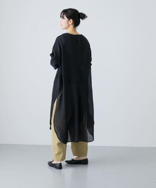 かぐれ　ガーゼロングチュニック　BLACK 試着のみ かぐれ｜ガーゼロングチュニック | Rakuten Fashion(楽天