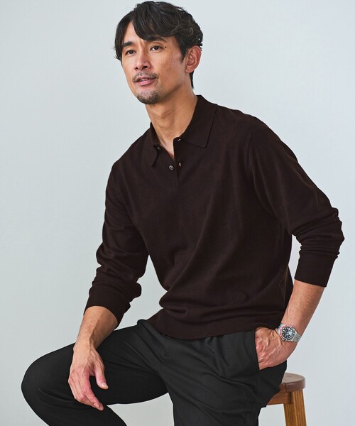 green label relaxing(グリーンレーベルリラクシング)の「【WEB限定】JUST fit ジャケイン ニットポロ(ニット/セーター・メンズ・ダークグレー/ダークブラウン/ブラック・XL/M/S/L)」の2枚目の写真