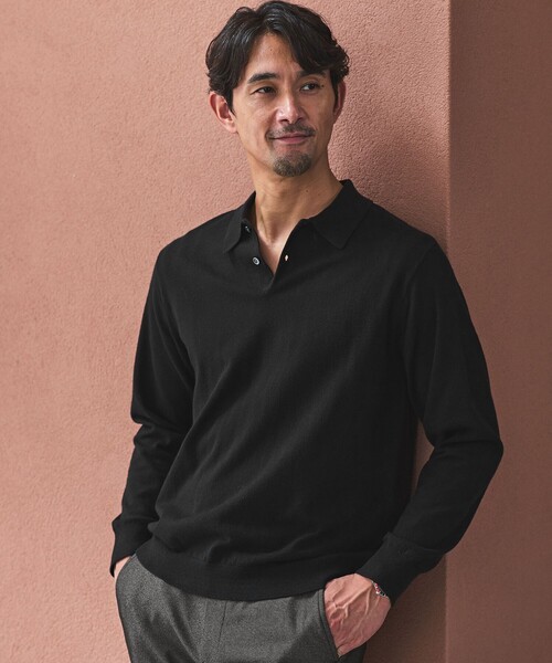 ナイロンdrow fitシャツ　ダークグリーン　Ｌ　新品 WEB限定】JUST fit ジャケイン ニットポロ（ニット/セーター）｜green