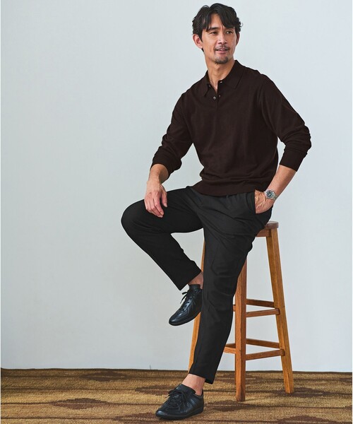 green label relaxing(グリーンレーベルリラクシング)の「【WEB限定】JUST fit ジャケイン ニットポロ(ニット/セーター・メンズ・ダークグレー/ダークブラウン/ブラック・XL/M/S/L)」の4枚目の写真
