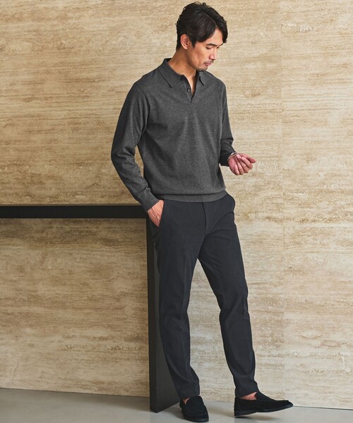 green label relaxing(グリーンレーベルリラクシング)の「【WEB限定】JUST fit ジャケイン ニットポロ(ニット/セーター・メンズ・ダークグレー/ダークブラウン/ブラック・XL/M/S/L)」の7枚目の写真