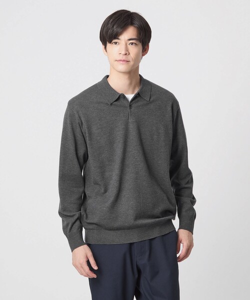 green label relaxing(グリーンレーベルリラクシング)の「【WEB限定】JUST fit ジャケイン ニットポロ(ニット/セーター・メンズ・ダークグレー/ダークブラウン/ブラック・XL/M/S/L)」の9枚目の写真