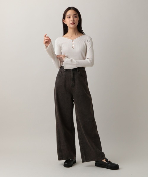 【新品 未使用】WボタンフレアスリーブVネックジャケット prose verse MATINEE LINE/フレアスリーブボタンVネックプルオーバー/580810