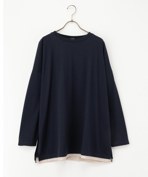 Honeys(ハニーズ)の「チュニックTシャツ(Tシャツ/カットソー・レディース・グレイッシュベージュ/ブラウン/ネイビー/スミクロ・F)」の15枚目の写真