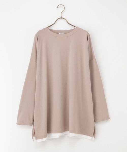 Honeys(ハニーズ)の「チュニックTシャツ(Tシャツ/カットソー・レディース・グレイッシュベージュ/ブラウン/ネイビー/スミクロ・F)」の17枚目の写真