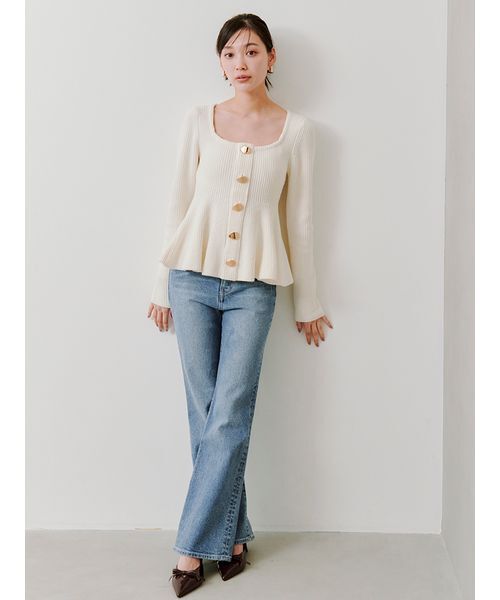 SNIDEL（スナイデル）の「スクエアネックペプラムニットプルオーバー