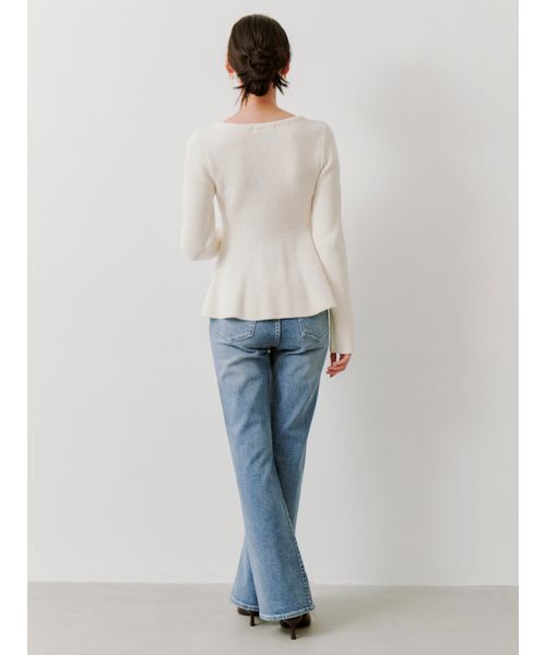 スクエアネックペプラムニットプルオーバー（ニット/セーター