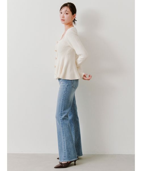 スクエアネックペプラムニットプルオーバー（ニット/セーター