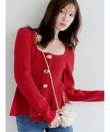 SNIDEL | スクエアネックペプラムニットプルオーバー(ニット/セーター)