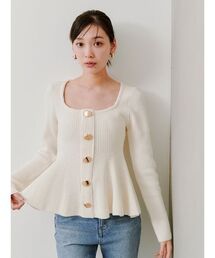 SNIDEL | スクエアネックペプラムニットプルオーバー(ニット/セーター)