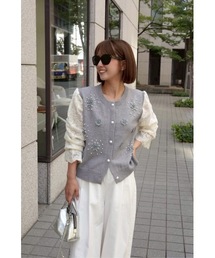 BeBeoD（べベッド）の「レースドッキングフラワーモチーフカーディガン（ニット/セーター）」