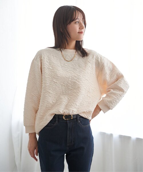 ikka（イッカ）の「フクレジャカードプルオーバー（Tシャツ/カットソー・レディース・オフホワイト/ブルー系その他/レッド系/チャコール・M/L/S）」の2枚目の写真