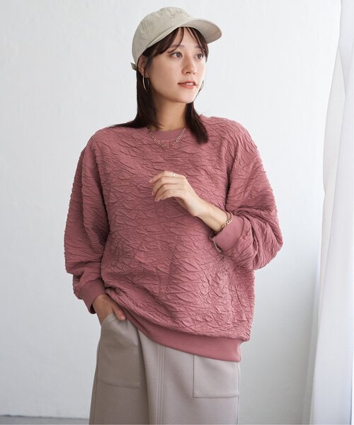 ikka（イッカ）の「フクレジャカードプルオーバー（Tシャツ/カットソー・レディース・オフホワイト/ブルー系その他/レッド系/チャコール・M/L/S）」の4枚目の写真