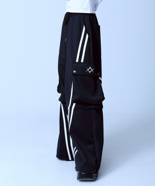 REFLEM 2WAYワイドカーゴトラックパンツ ブラック×ホワイト REFLEM/レフレム』2WAYワイドカーゴトラックパンツ（その他