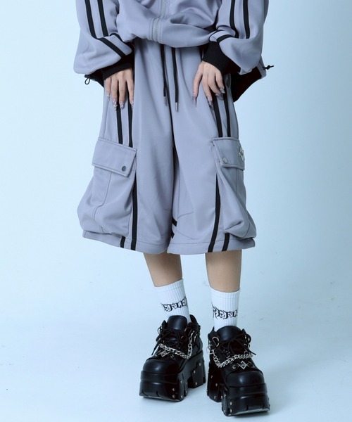 REFLEM 2WAYワイドカーゴトラックパンツ ブラック×ホワイト REFLEM/レフレム』2WAYワイドカーゴトラックパンツ（その他