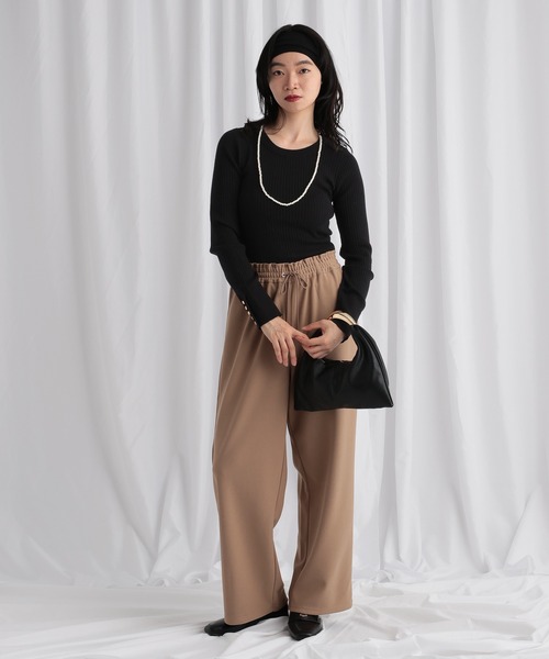 mysty woman（ミスティウーマン）の「【WEB限定】カットワイドイージーパンツ　602258（スラックス・レディース・ネイビー/ブラック/ベージュ/アイボリー・SMALL/MEDIUM）」の5枚目の写真