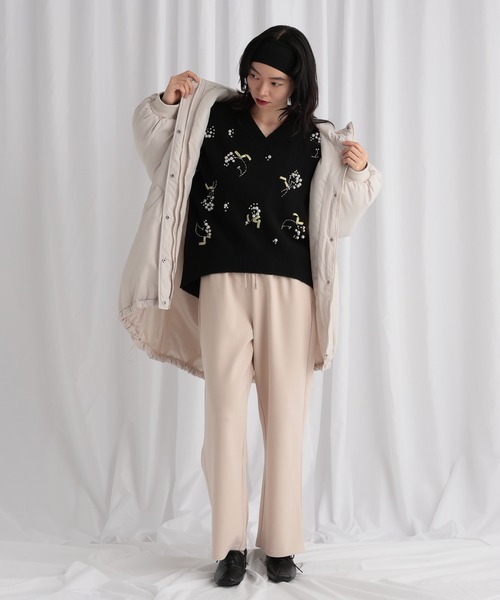 mysty woman（ミスティウーマン）の「【WEB限定】カットワイドイージーパンツ　602258（スラックス・レディース・ネイビー/ブラック/ベージュ/アイボリー・SMALL/MEDIUM）」の6枚目の写真