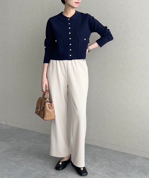 mysty woman（ミスティウーマン）の「【WEB限定】カットワイドイージーパンツ　602258（スラックス・レディース・ネイビー/ブラック/ベージュ/アイボリー・SMALL/MEDIUM）」の22枚目の写真