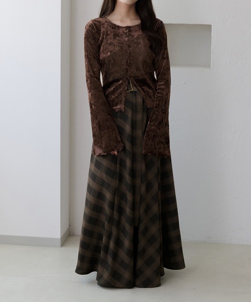 apres jour clair】シアーベロアカーディガン（カーディガン