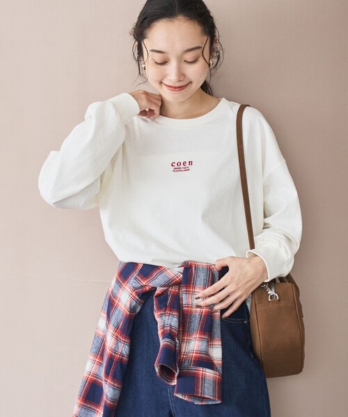 coen(コーエン)の「COEN(コーエン)ロゴ刺繍UNI ロンT(Tシャツ/カットソー・レディース・ブラック/オフホワイト/その他1/その他2・M/L)」の4枚目の写真